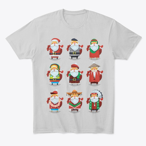 Santa Travelling The World During Covid Light Heather Grey  T-Shirt Front