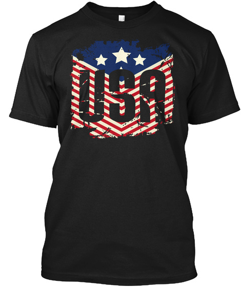 4th Of July U.S. America American Flag Independence Day Black Camiseta Front