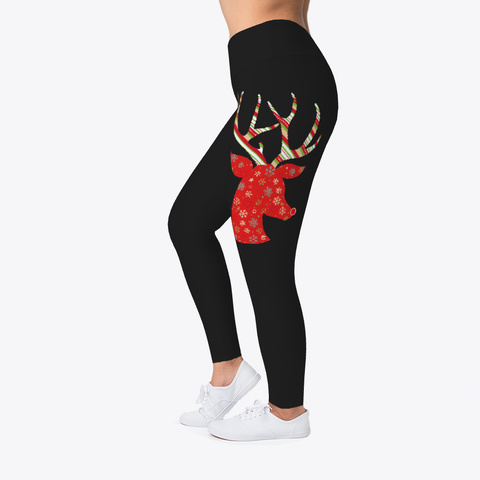 Christmas Deer  Leggings Black T-Shirt Left