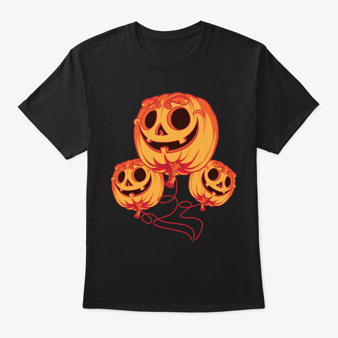 Halloween Pumpkin Balloons Black T-Shirt Front