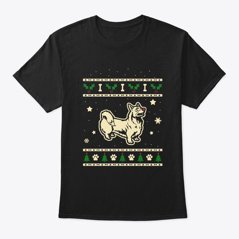 Christmas Pembroke Welsh Corgi Gift Black T-Shirt Front
