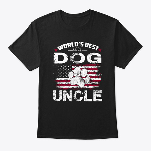 World's Best Dog Uncle Vintage Gift Tee Black T-Shirt Front