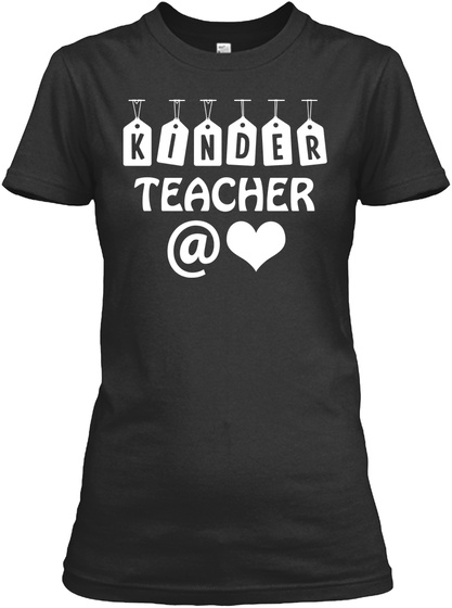 Kinder Teacher @ Love Black T-Shirt Front