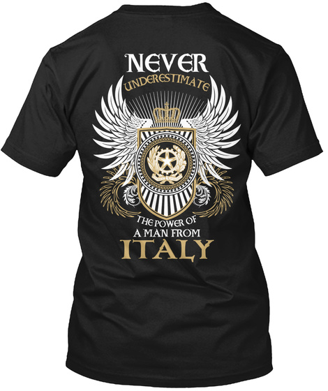 Man From Italy Black T-Shirt Back