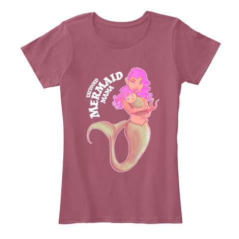 Tattooed Mermaid Mama Black T-Shirt Front