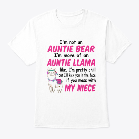 Auntie Llama White T-Shirt Front