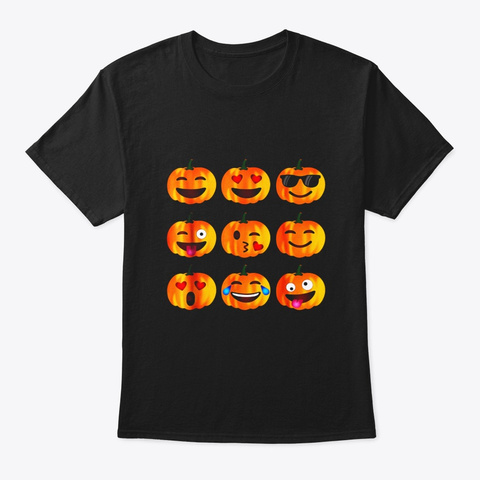 Pumpkin Emoji T Shirt Pumpkin Shirt Black T-Shirt Front