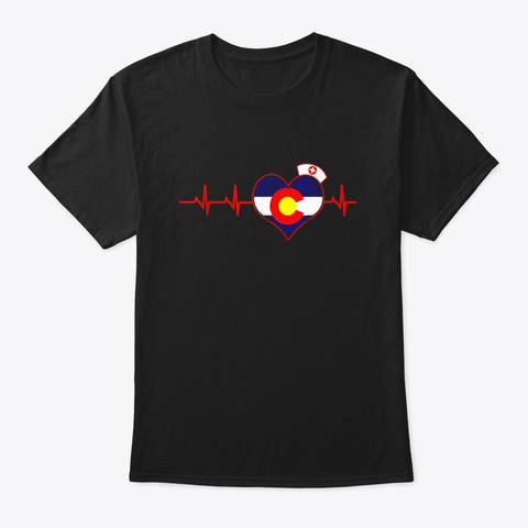 Colorado Nurse Heartbeat National Nurses Black T-Shirt Front