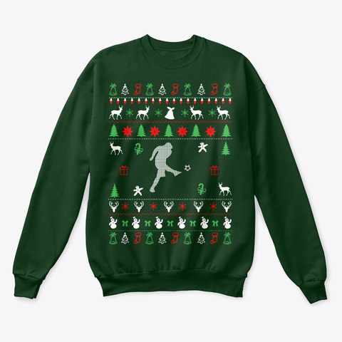 Football Ugly Christmas Sweater Deep Forest  Kaos Front