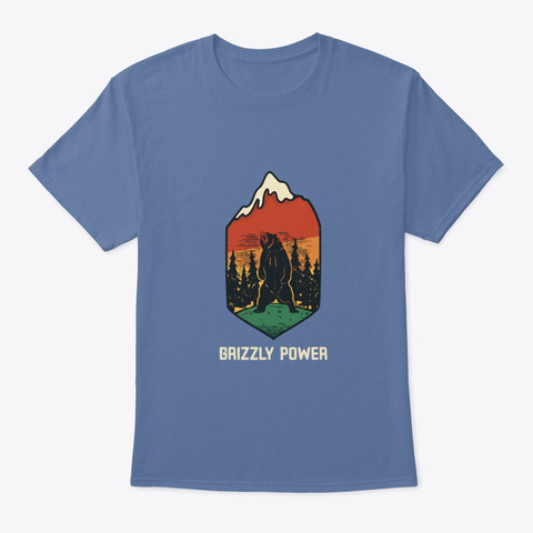 Grizzly Power Denim Blue T-Shirt Front