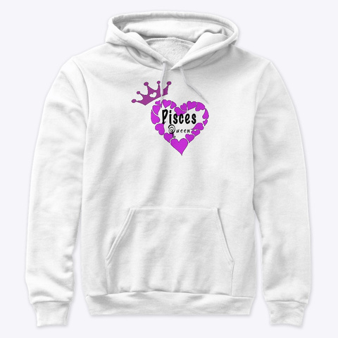 Pisces Queen Purple Heart White T-Shirt Front