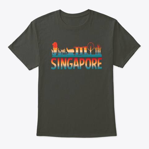 Retro Vintage Singapore Skyline City Smoke Gray T-Shirt Front