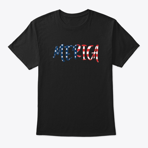 Merica Usa American Flag Day 4 Th Of July Black T-Shirt Front