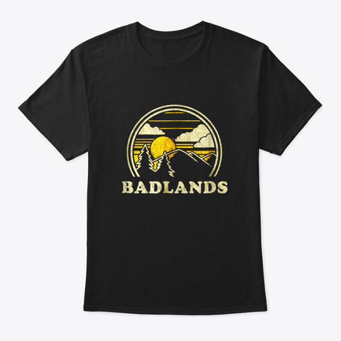 Badlands South Dakota Sd Shirt Vintage H Black áo T-Shirt Front