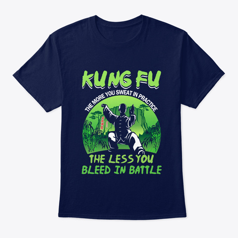 Funny Martial Arts Training Kung Fu Tank Navy T-Shirt Front