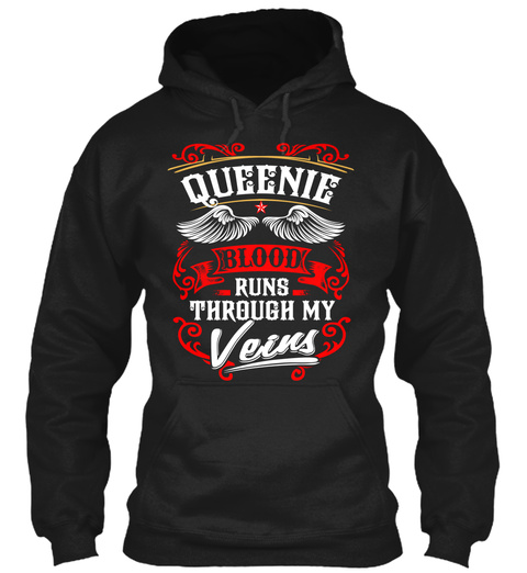 Queenie Blood Runs Through My Veins Black T-Shirt Front