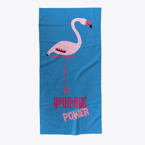 Toalla Playa Pink Flamingo Denim Blue Camiseta Front
