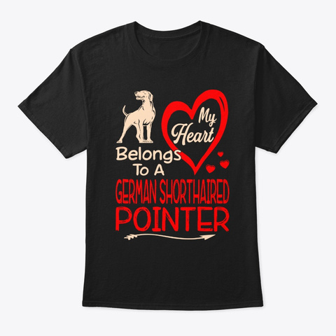 Heart Shorthaired Pointer Valentine Black T-Shirt Front