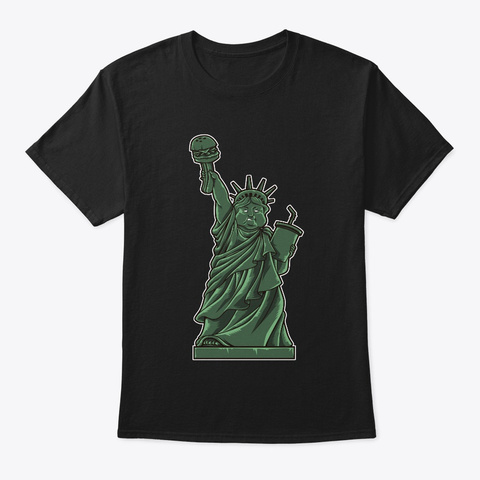 Fat Lady Liberty | Fast Food Society Black T-Shirt Front
