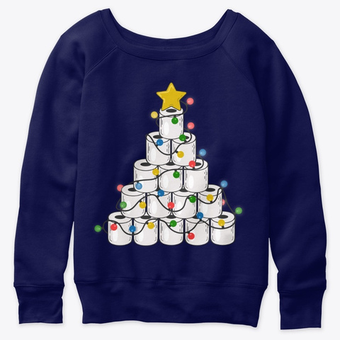 Christmas Toilet Paper Ornament Gift Navy  T-Shirt Front