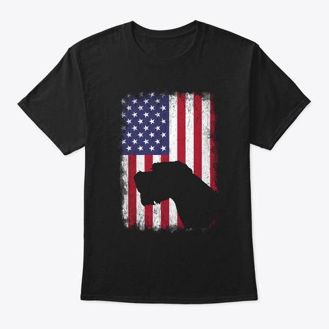 Irish Wolfhound American Flag Usa Black T-Shirt Front