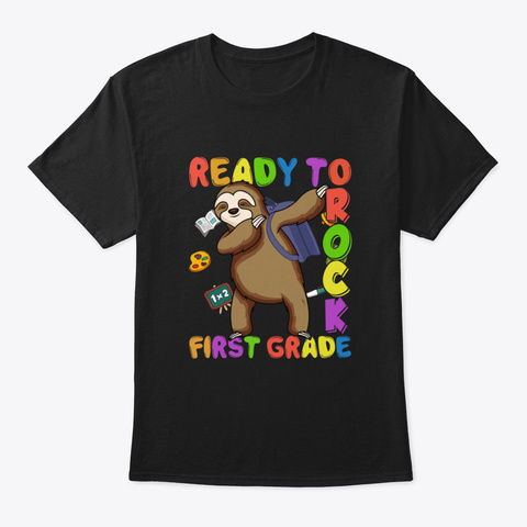 Dabbing 1 St Grade Sloth Back To School Black T-Shirt Front
