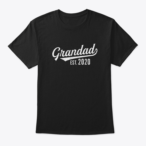 Mens Grandad Est 2020 Tshirt Newborn Bab Black Kaos Front
