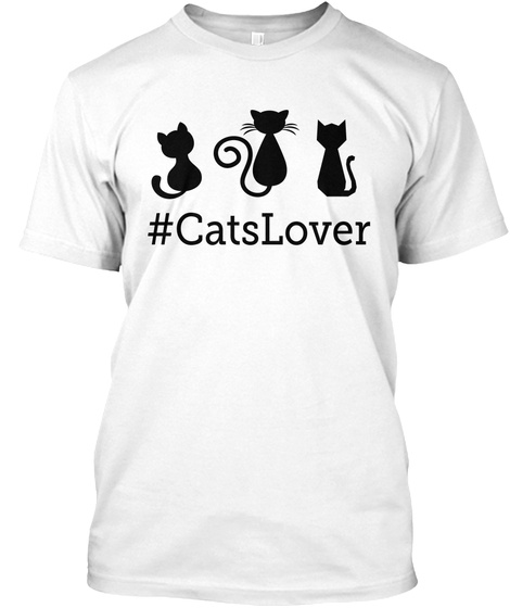 #Cats Lover White T-Shirt Front
