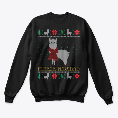 Llama Alpaca Ugly Christmas Xmas Gifts Black T-Shirt Front