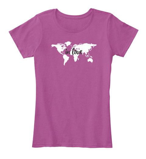 In Love With Earth  Love Planet Heathered Pink Raspberry T-Shirt Front