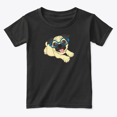 Pug And Funny Black T-Shirt Front