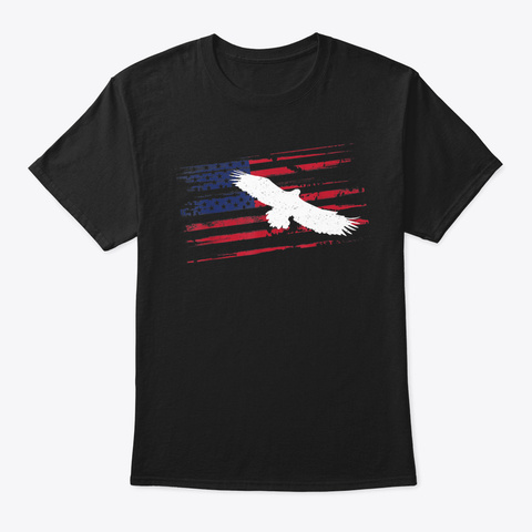 Eagle Us American Flag Hawk 4 Th Of July  Black T-Shirt Front
