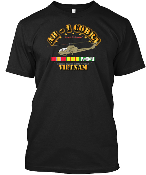Ah 1 Cobra Attack Helicopter Vietnam Black T-Shirt Front
