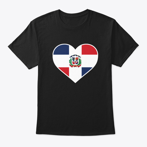 Love Dominican Republic Flags Black T-Shirt Front