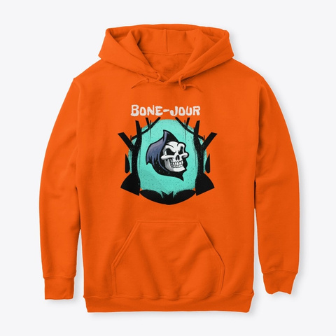 Bone   Jour Scull Design Safety Orange T-Shirt Front