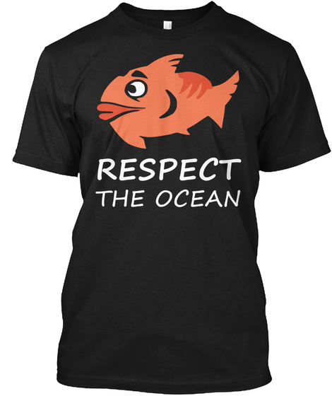 Respect The Ocean Black T-Shirt Front
