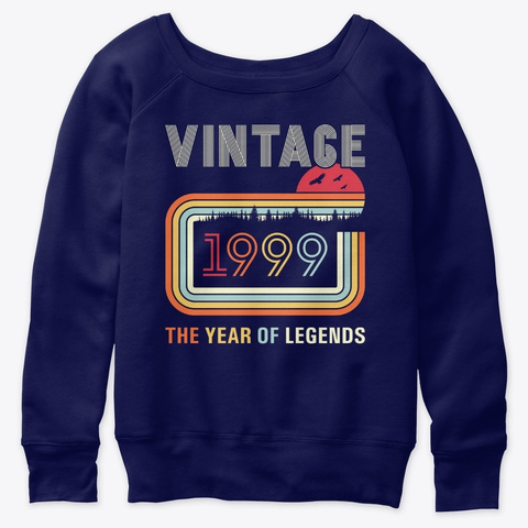21st Birthday Gift Idea Vintage 1999 Cla Navy  T-Shirt Front