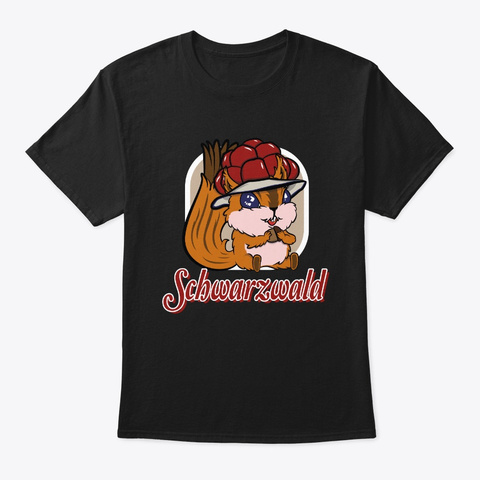 Squirrel Balloon Hat Black Forest Squirr Black T-Shirt Front