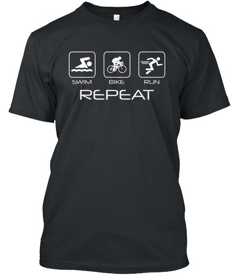 Swim Bike Run Repeat! Black áo T-Shirt Front