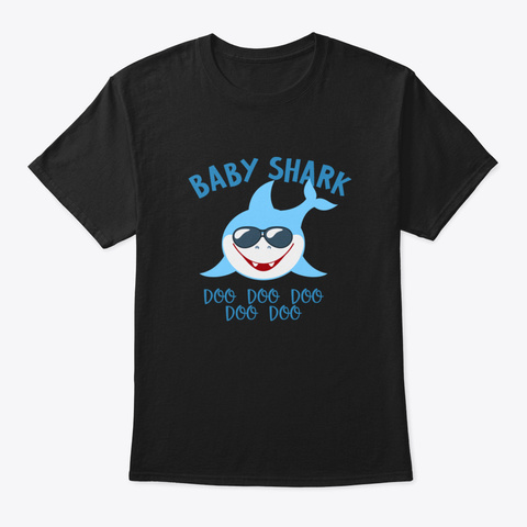 Baby Shark, Shark Family Gift Black T-Shirt Front
