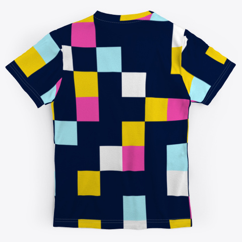 Abstract 80s Pixel Patchwork Pattern Standard T-Shirt Back