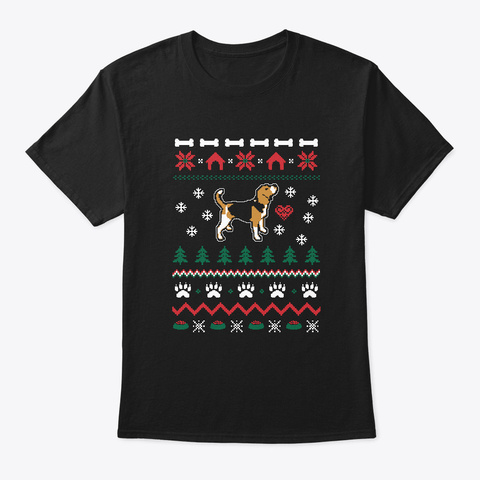 Beagle Shirt Christmas Shirt Holidays Black T-Shirt Front