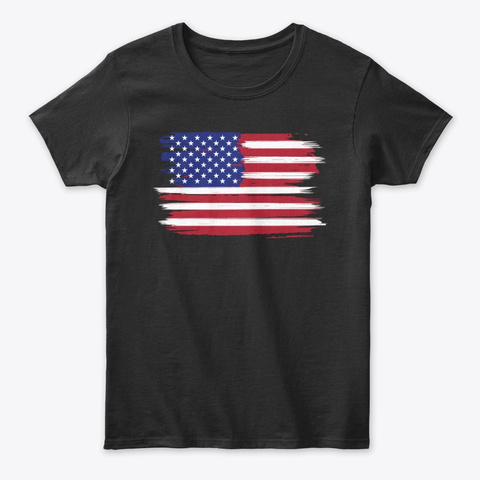Stylistic American Flag Black T-Shirt Front
