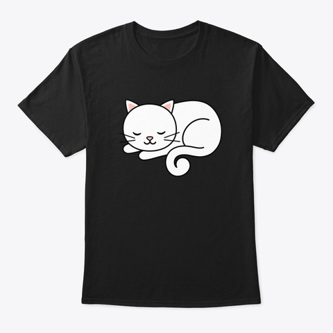 Cute Sleeping Pocket Kitty Black T-Shirt Front