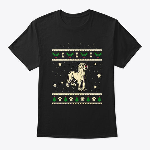 Christmas Great Dane Gift Black T-Shirt Front