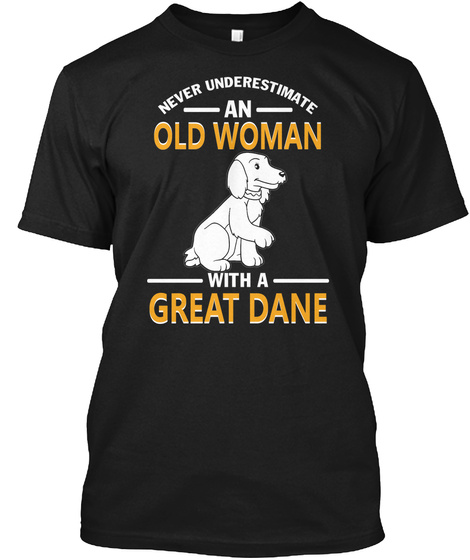 An Old Man With A Great Dane Black T-Shirt Front
