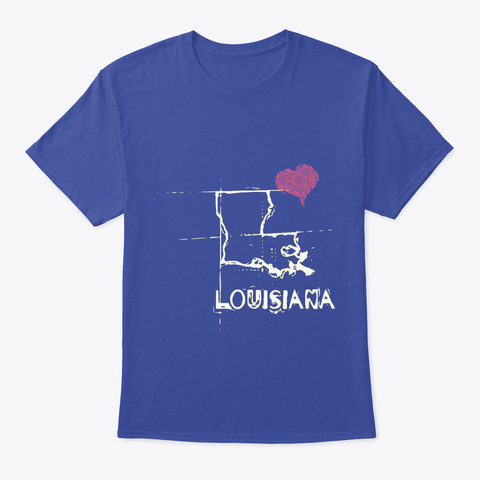 Love Louisiana State Sketch Usa Art Desi Deep Royal T-Shirt Front