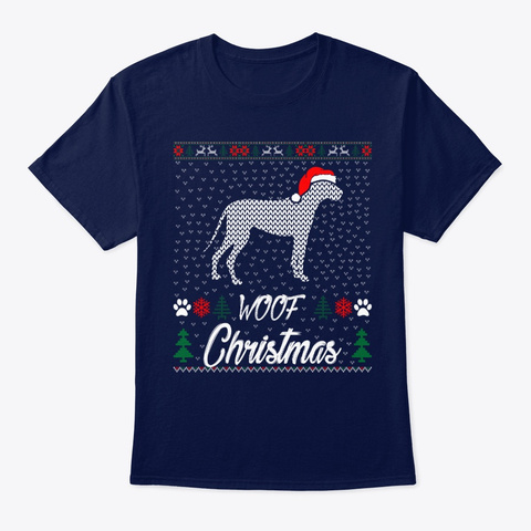 Great Dane Woof Christmas Gift Navy T-Shirt Front