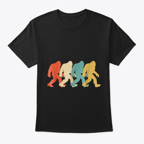 Bigfoot Silhouette Retro Pop Art Sasquat Black T-Shirt Front