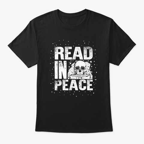 Read In Peace Books Reading Halloween Black T-Shirt Front